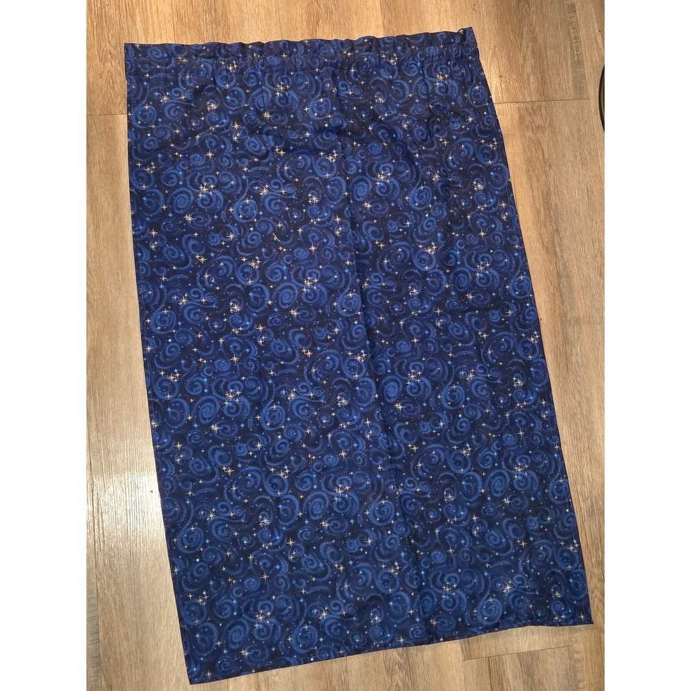 Vintage Celestial Starry Night Blue Galaxy Rod Pocket Curtain Panel